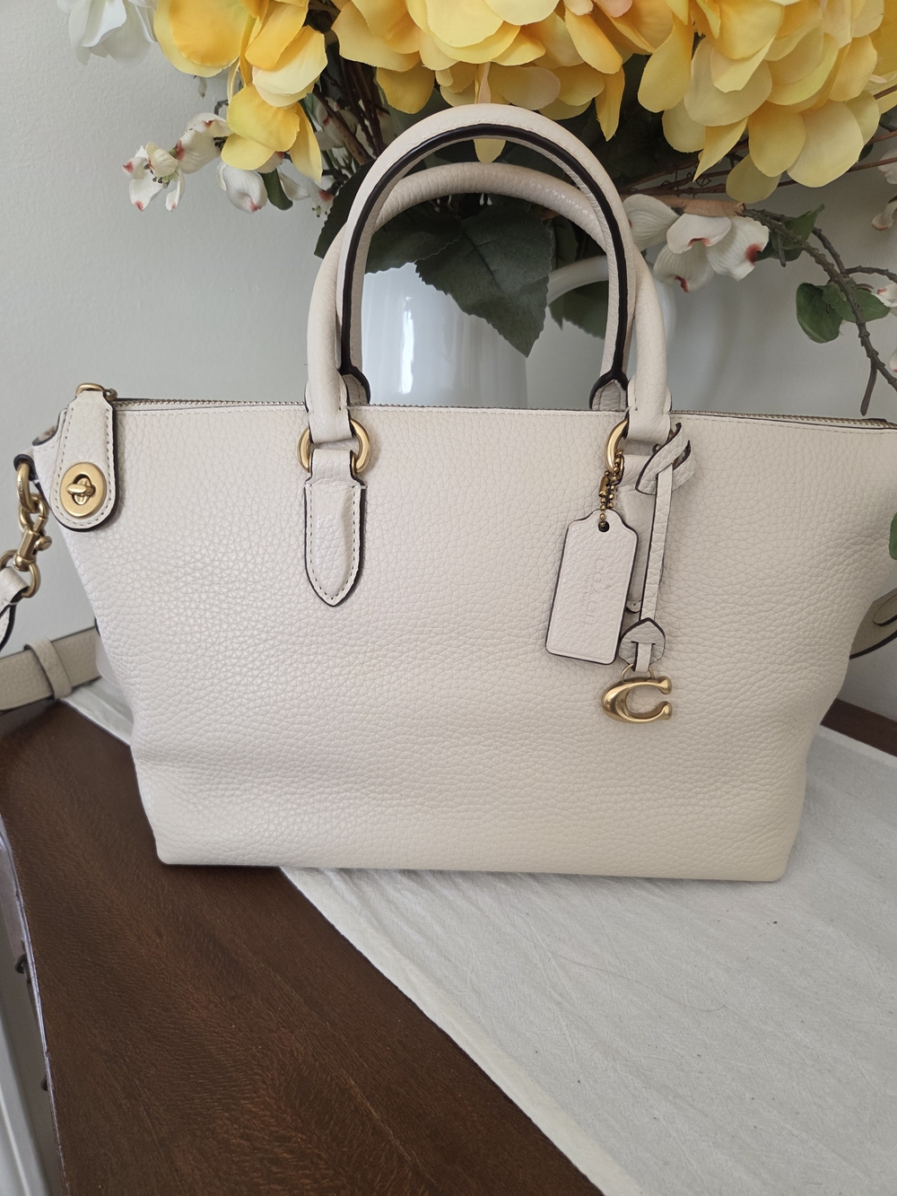 Coach Cara Satchel In Chalk EUC